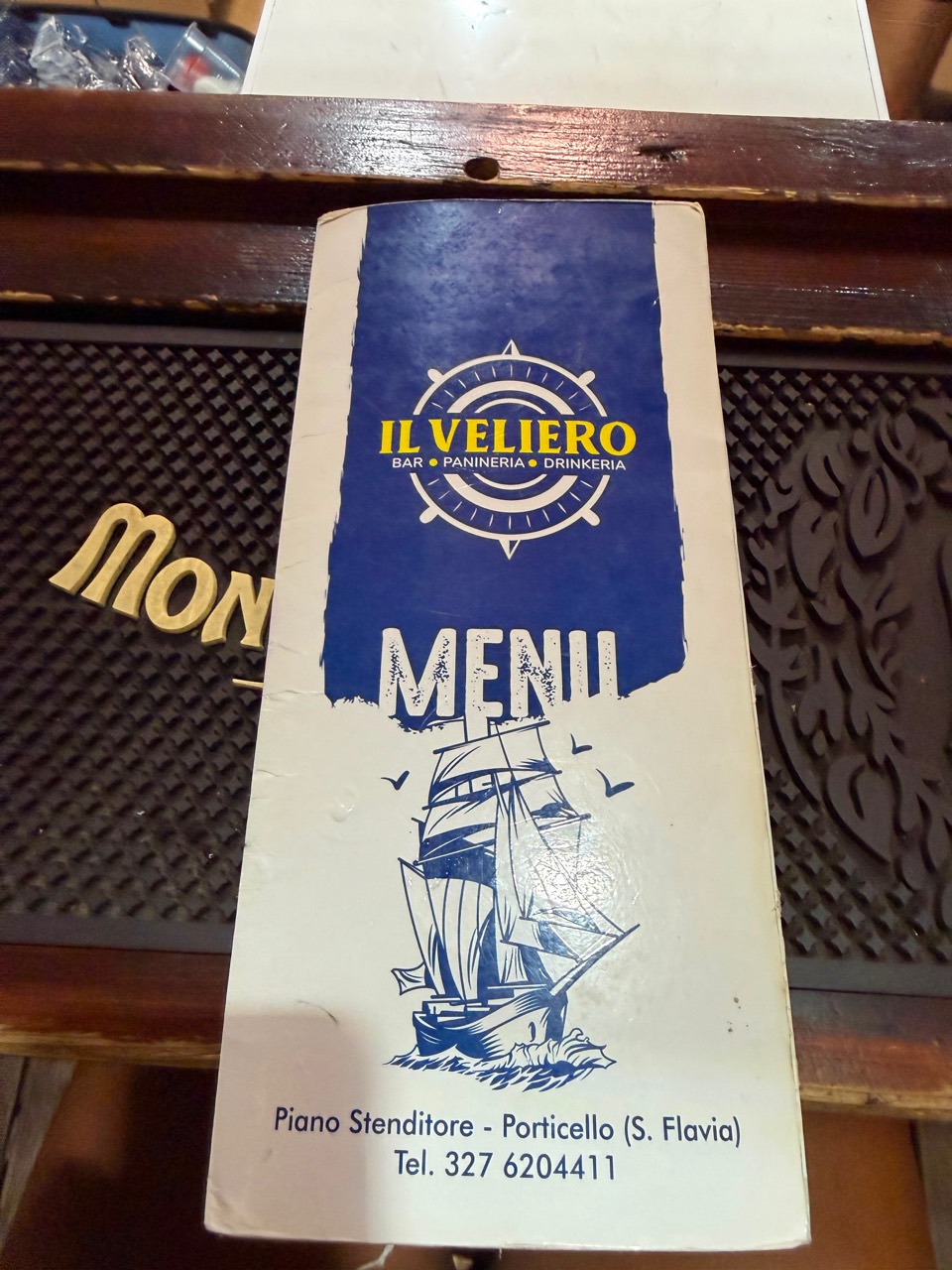 Il menu originale de Il Veliero